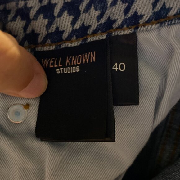 WELL KNOWN Houndstooth Skinny Jeans Denim Blue Cotton Blend 40 x 36 NWT $245 - Picture 8 of 10